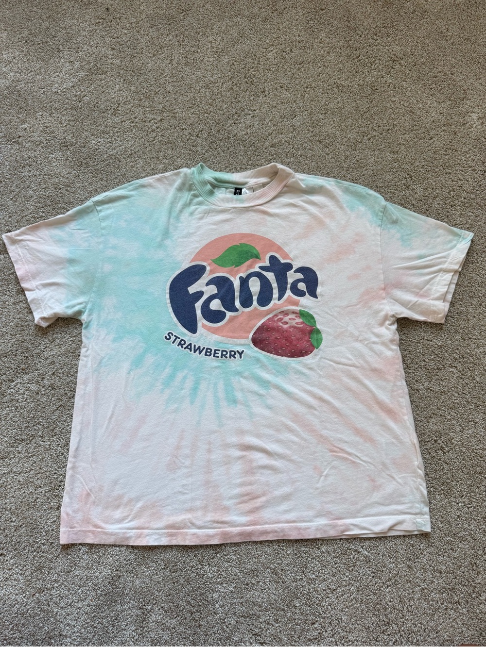 H & M Divided Womens Medium Fanta Oversized Tee Shirt Short Sleeve Tie Dye